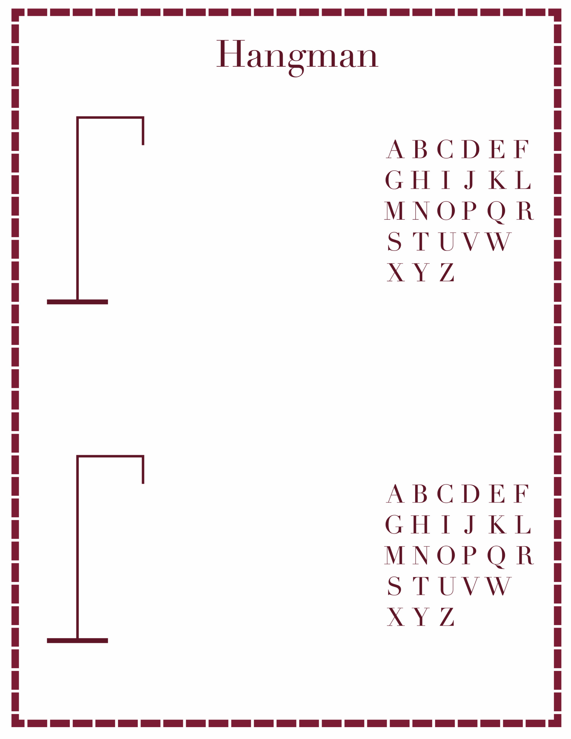 Free Printable Hangman Game Templates Printerfriendly