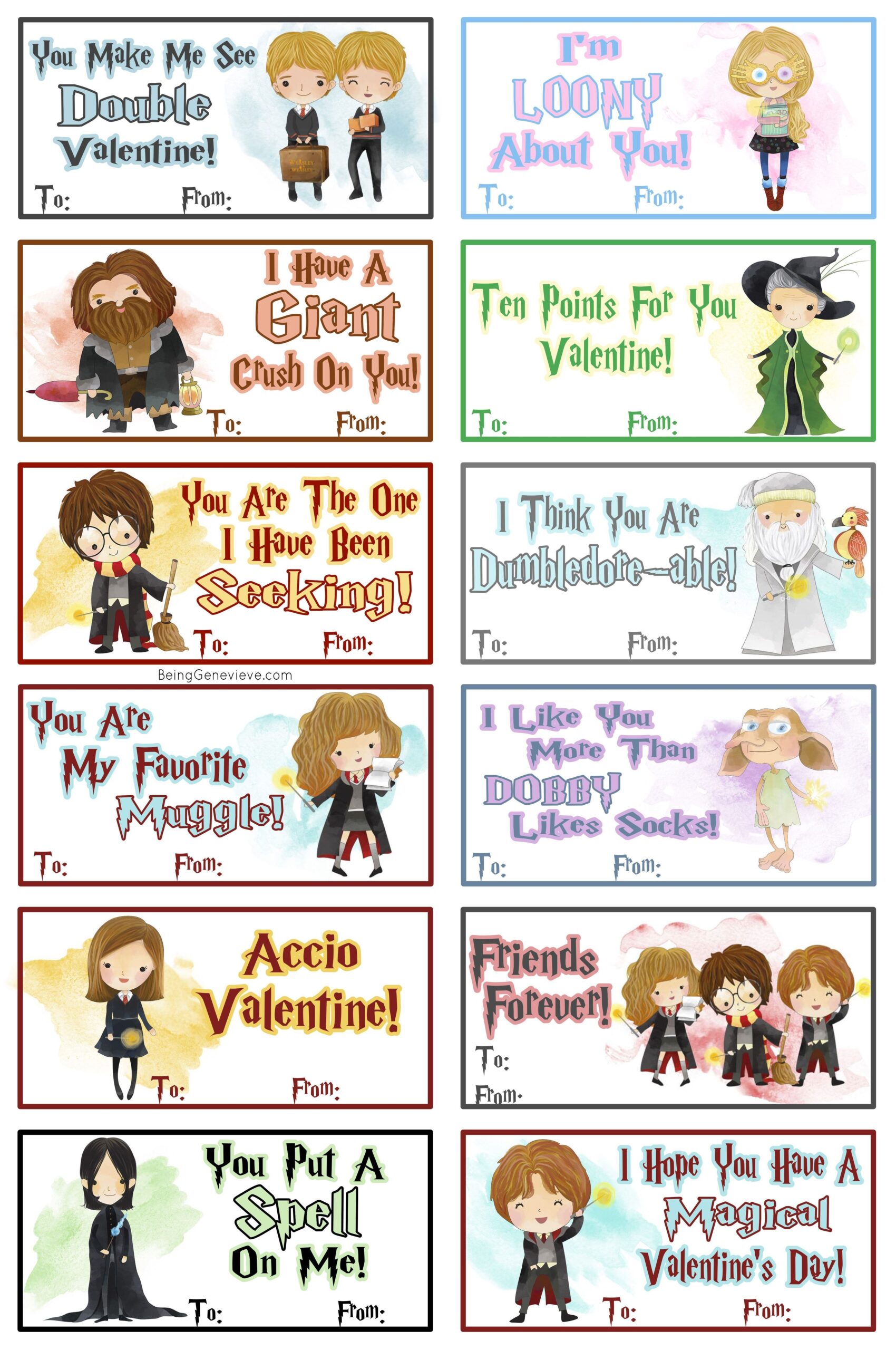 free printable harry potter cards