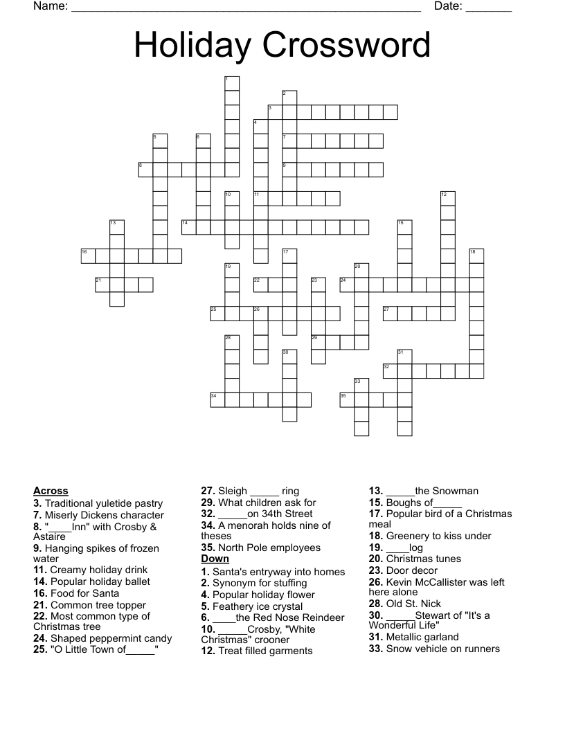 Free Printable Holiday Crossword Puzzles Free Crossword Puzzles Printable