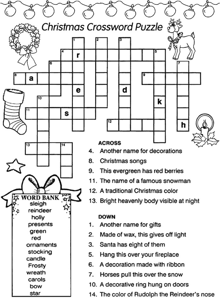 Free Printable Holiday Crossword Puzzles Printable New Year Banners