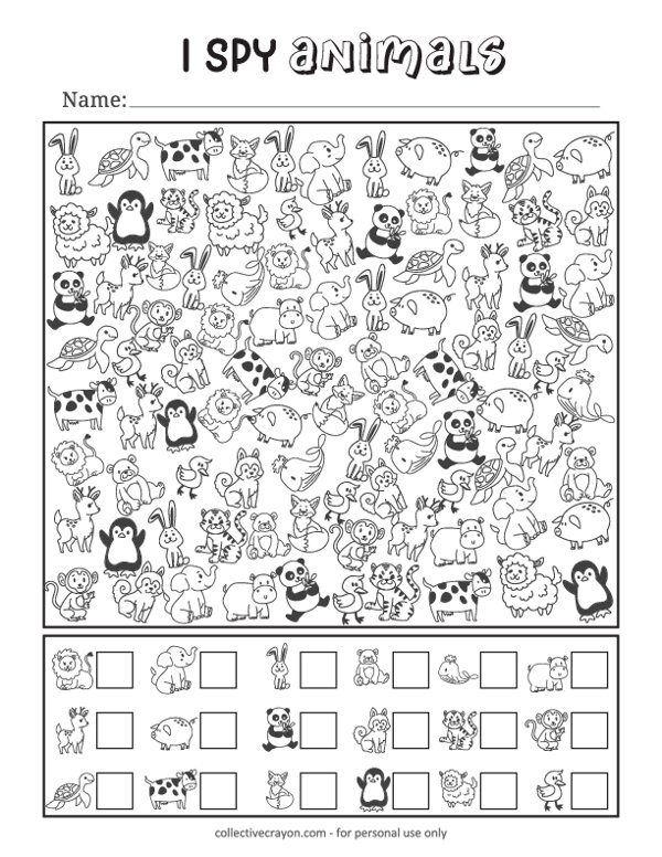 Free Printable I Spy Animal Worksheet Worksheets Library