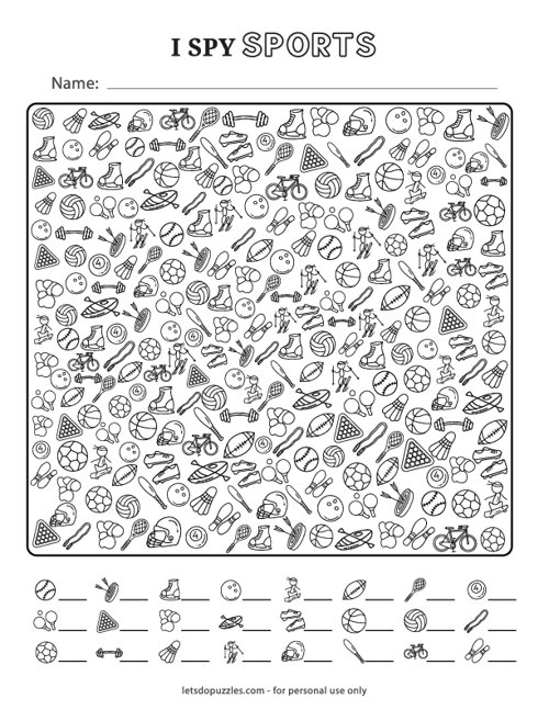 Free Printable I Spy Sports Worksheets Library