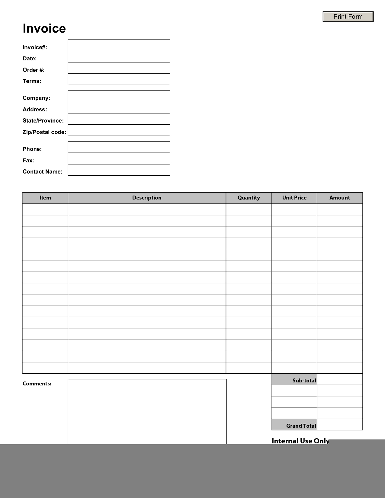 Free Printable Invoices Templates Brennan