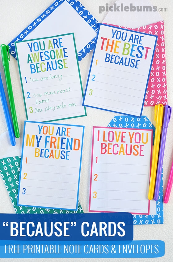Free Printable Just Because Cards Lesson Plans