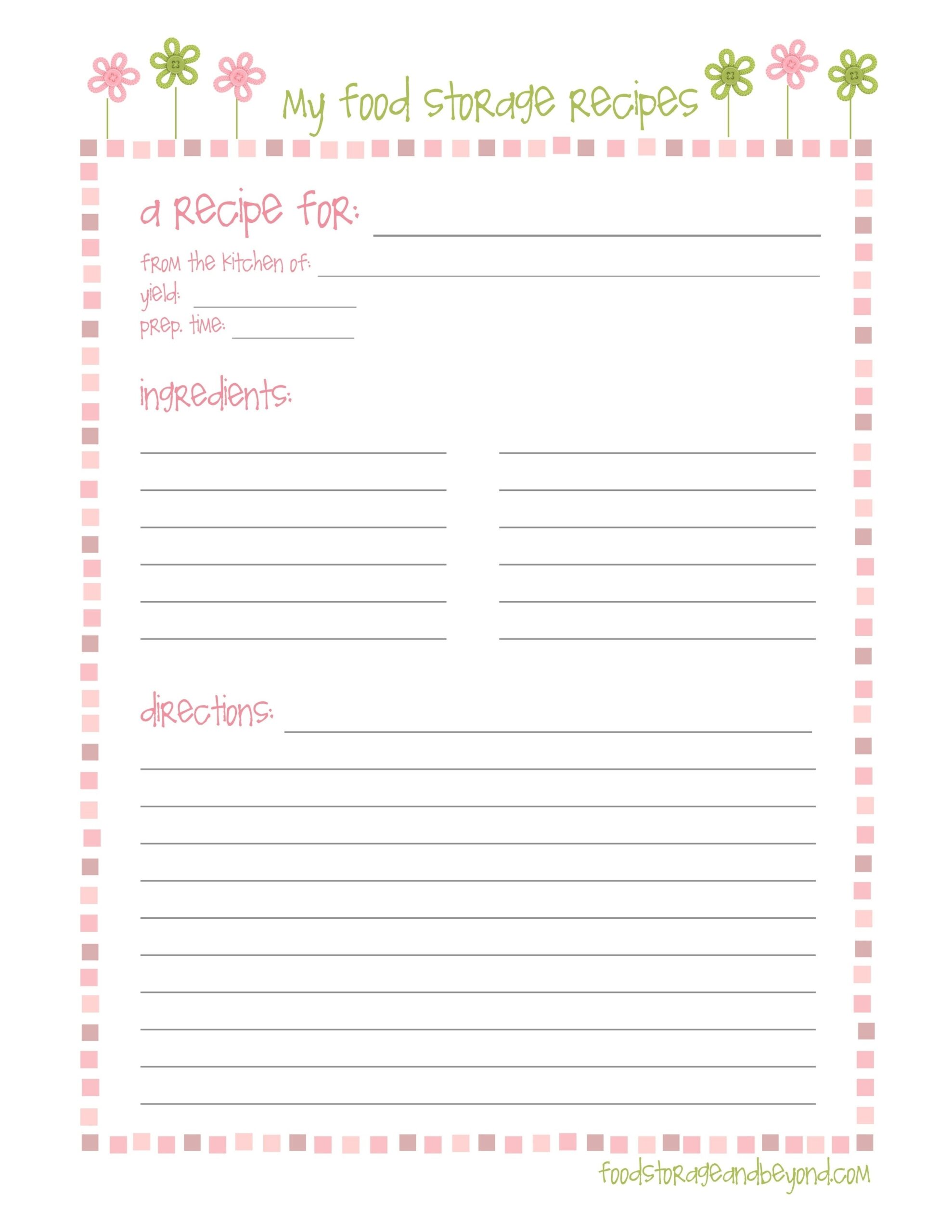 free printable recipe templates