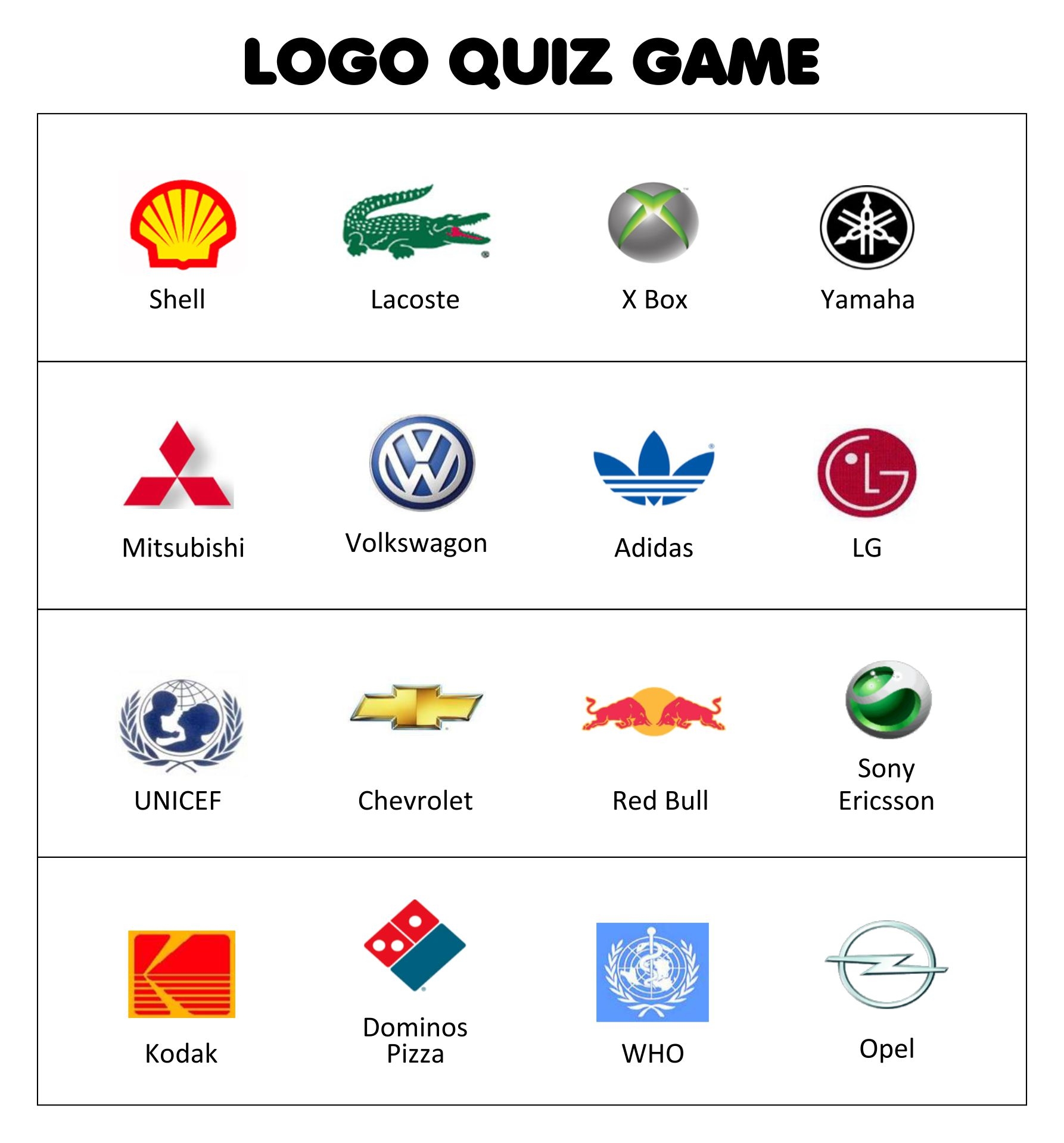 Free Printable Logo Quiz Questions And Answers
