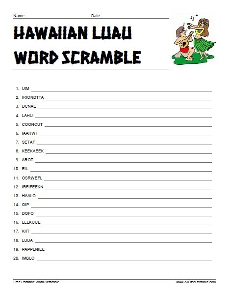 Free Printable Luau Party Games For Adults