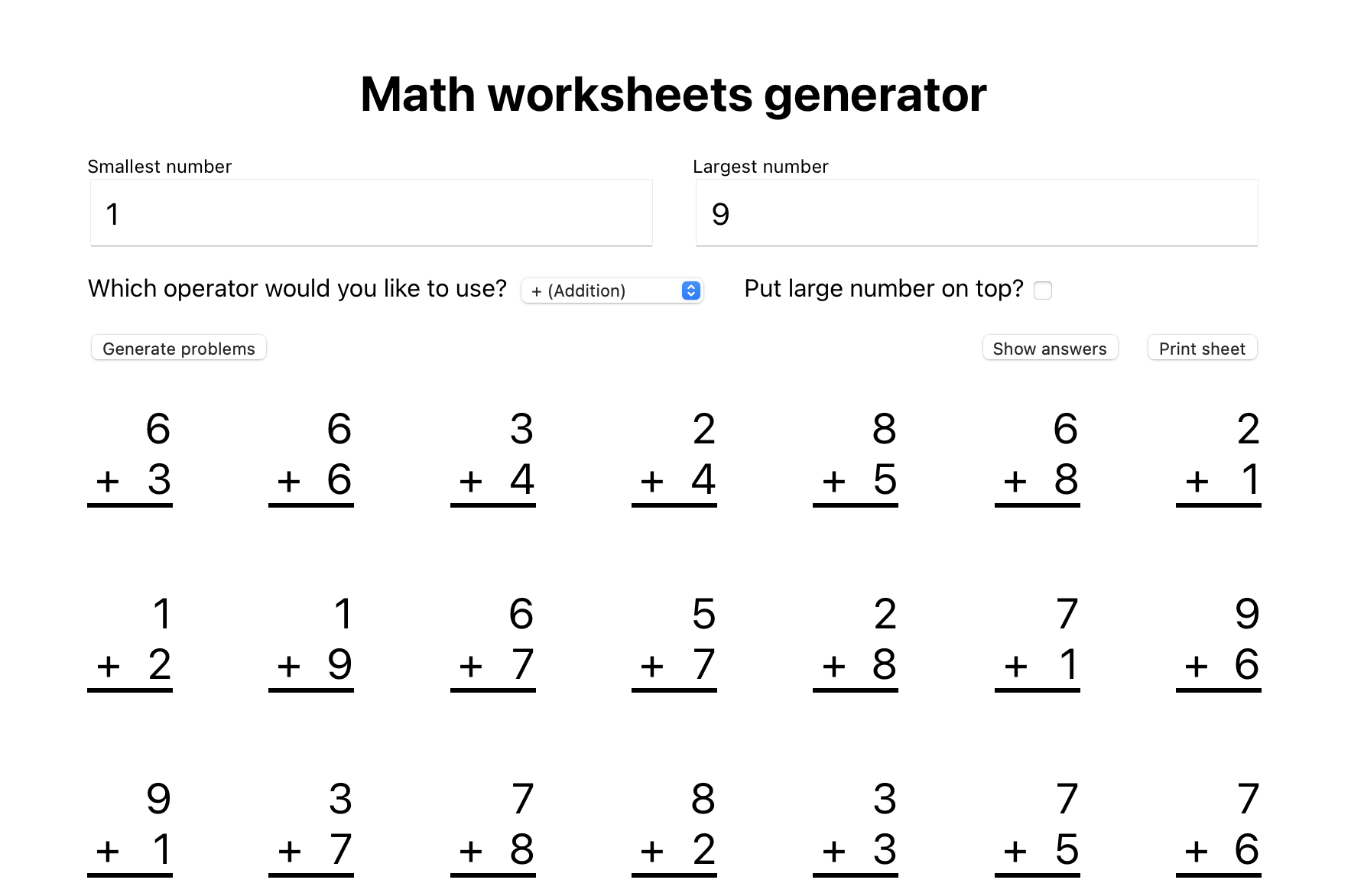 Free Printable Math Worksheet And Game Generators HelpTeaching