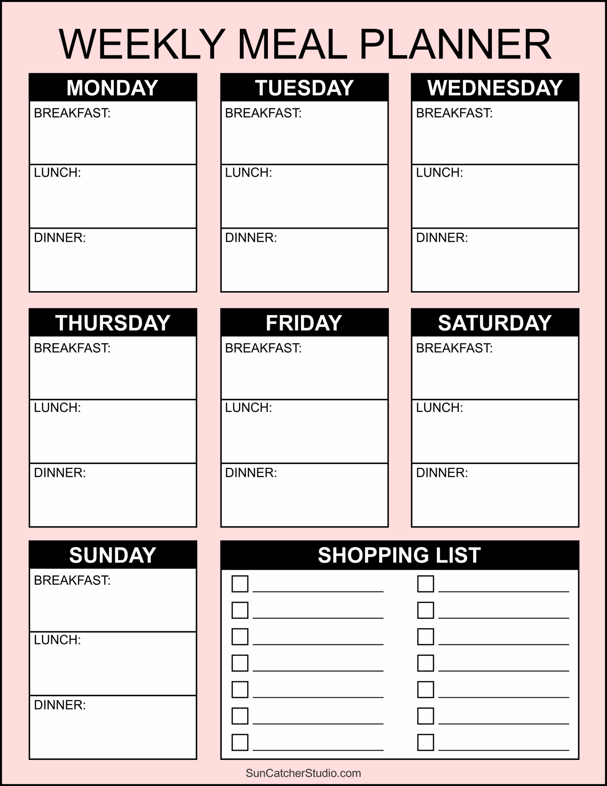 FREE Printable Meal Plan Template Customize Before You Print 