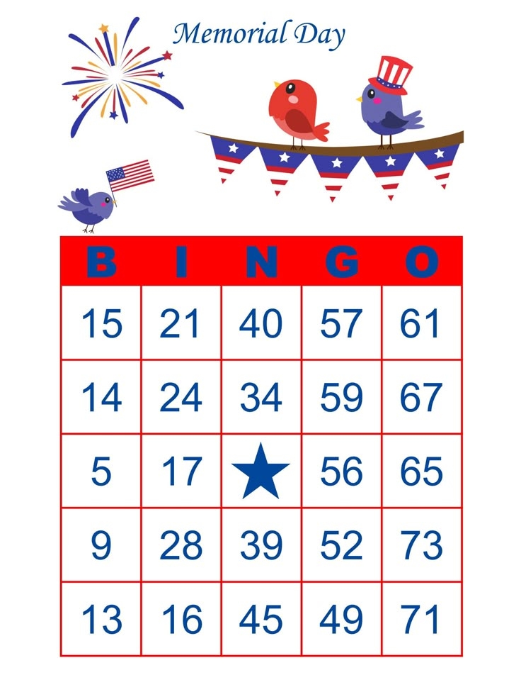 Free Printable Memorial Day Bingo Cards Printable Word Searches