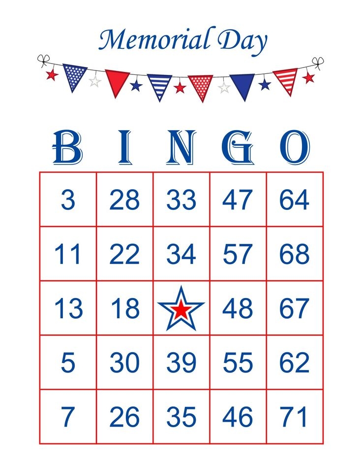 Free Printable Memorial Day Bingo Cards Printable Word Searches