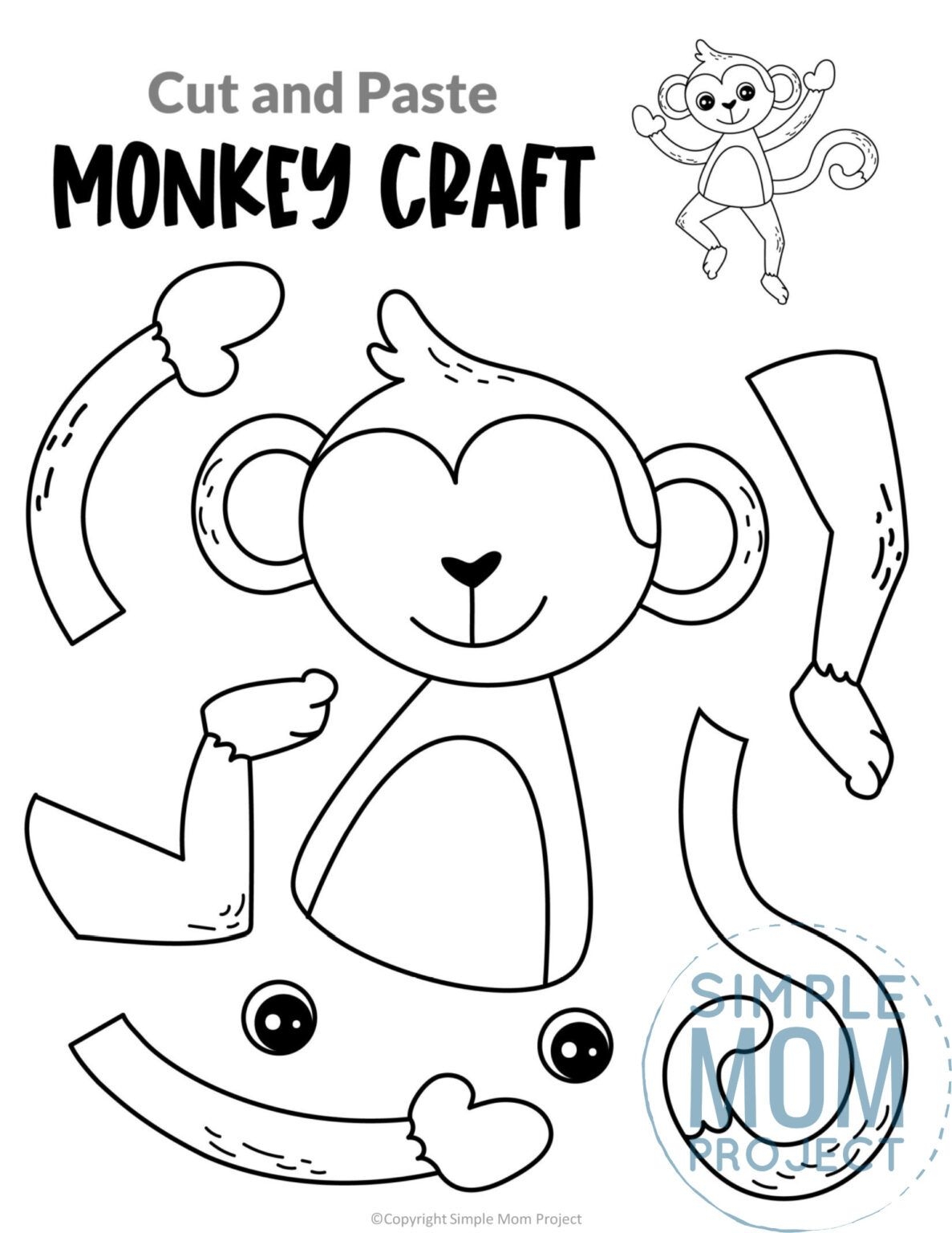 printable monkey craft template