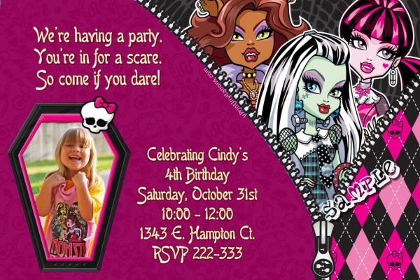 Free Printable Monster High Birthday Cards Free Templates Printable