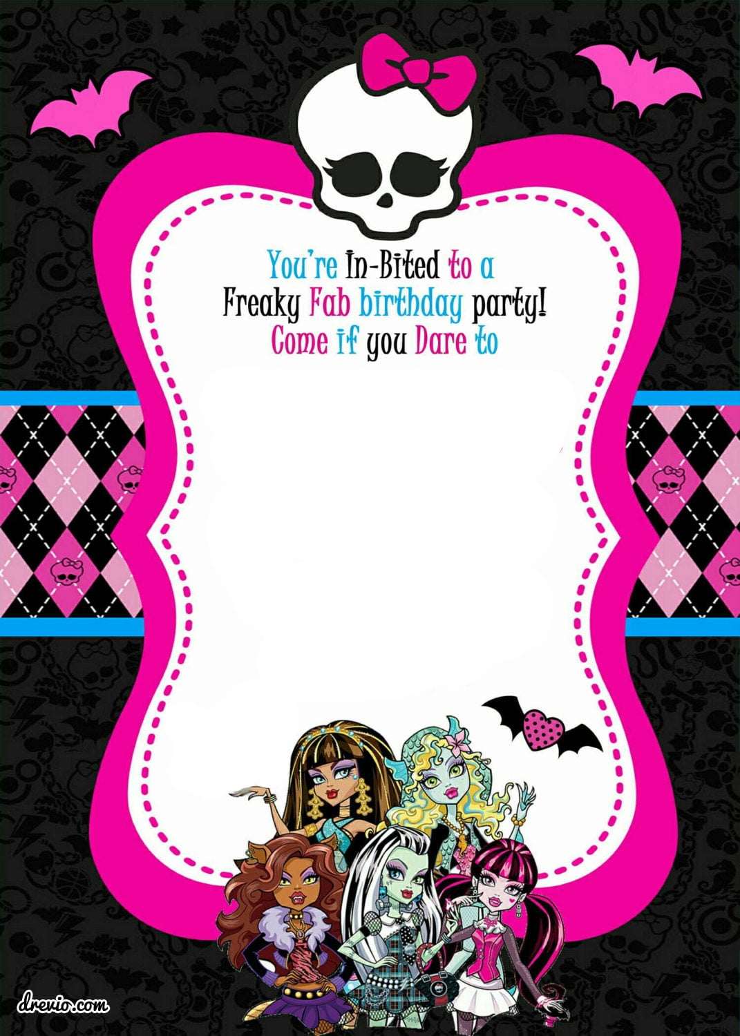 free printable monster high birthday cards