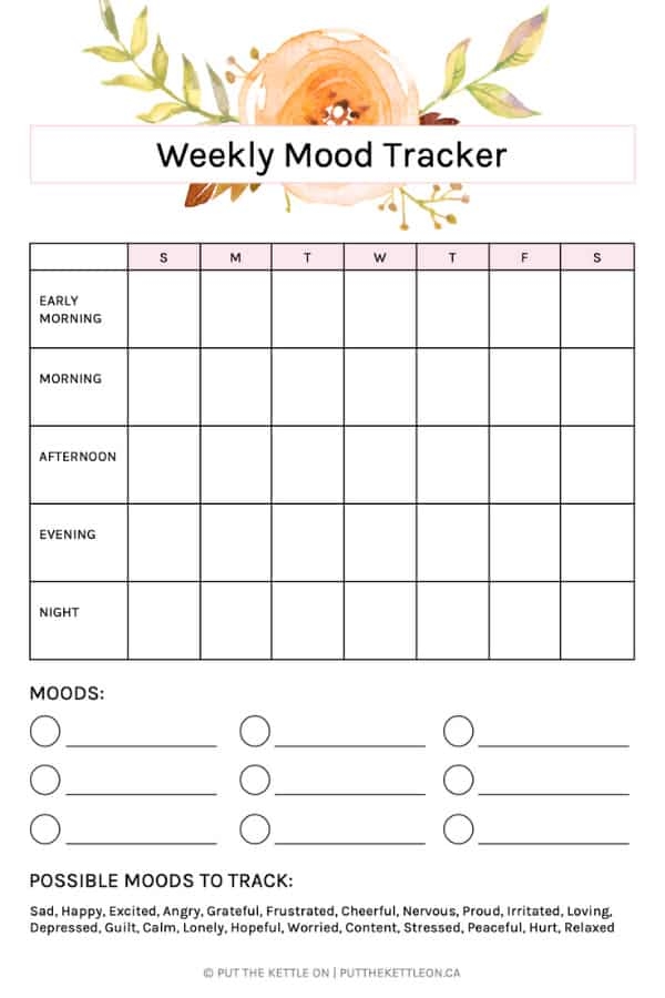 Free Printable Mood Tracker Weekly Yearly PDF Worksheets Put The 