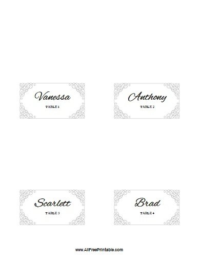 free printable place cards pdf word