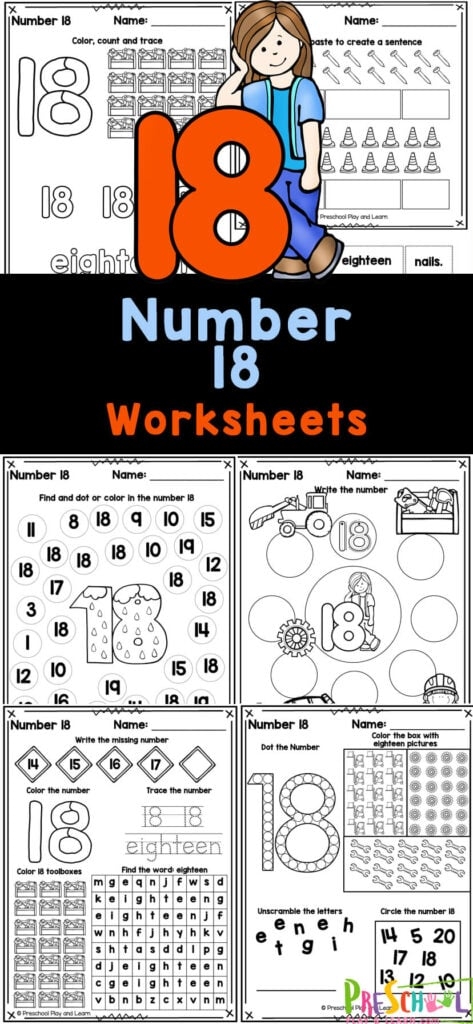 FREE Printable Number 18 Tracing Worksheets Worksheets Library