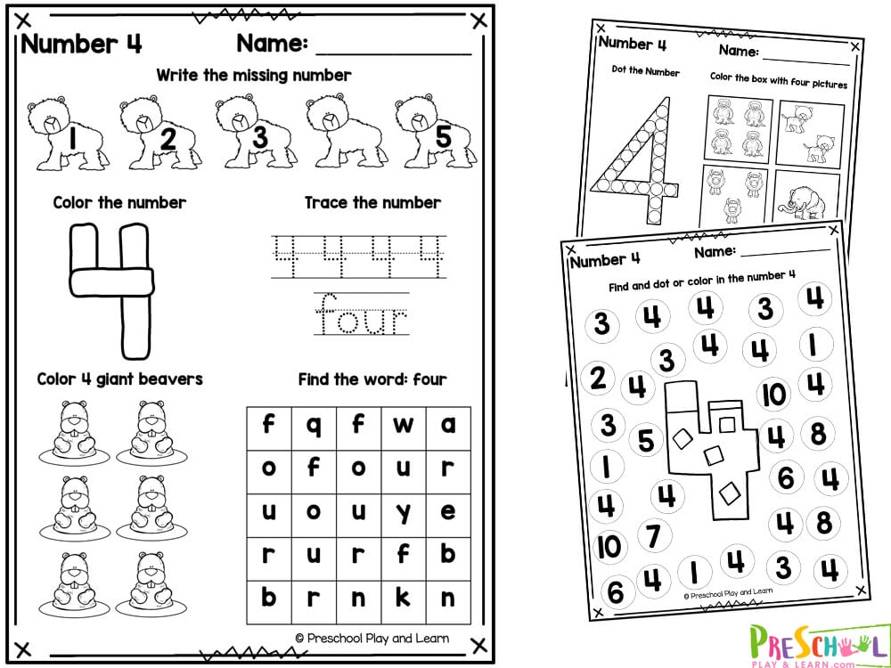 Free Printable Number 4 Tracing Worksheets In PDF PNG And JPG 