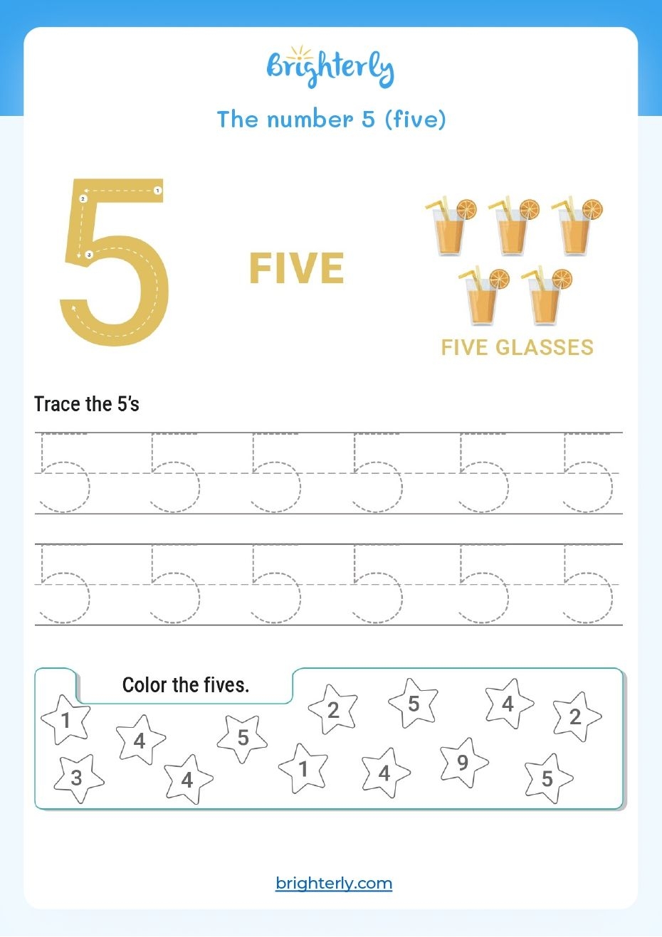 Free Printable Number 5 Five Worksheets For Kids PDFs Brighterly