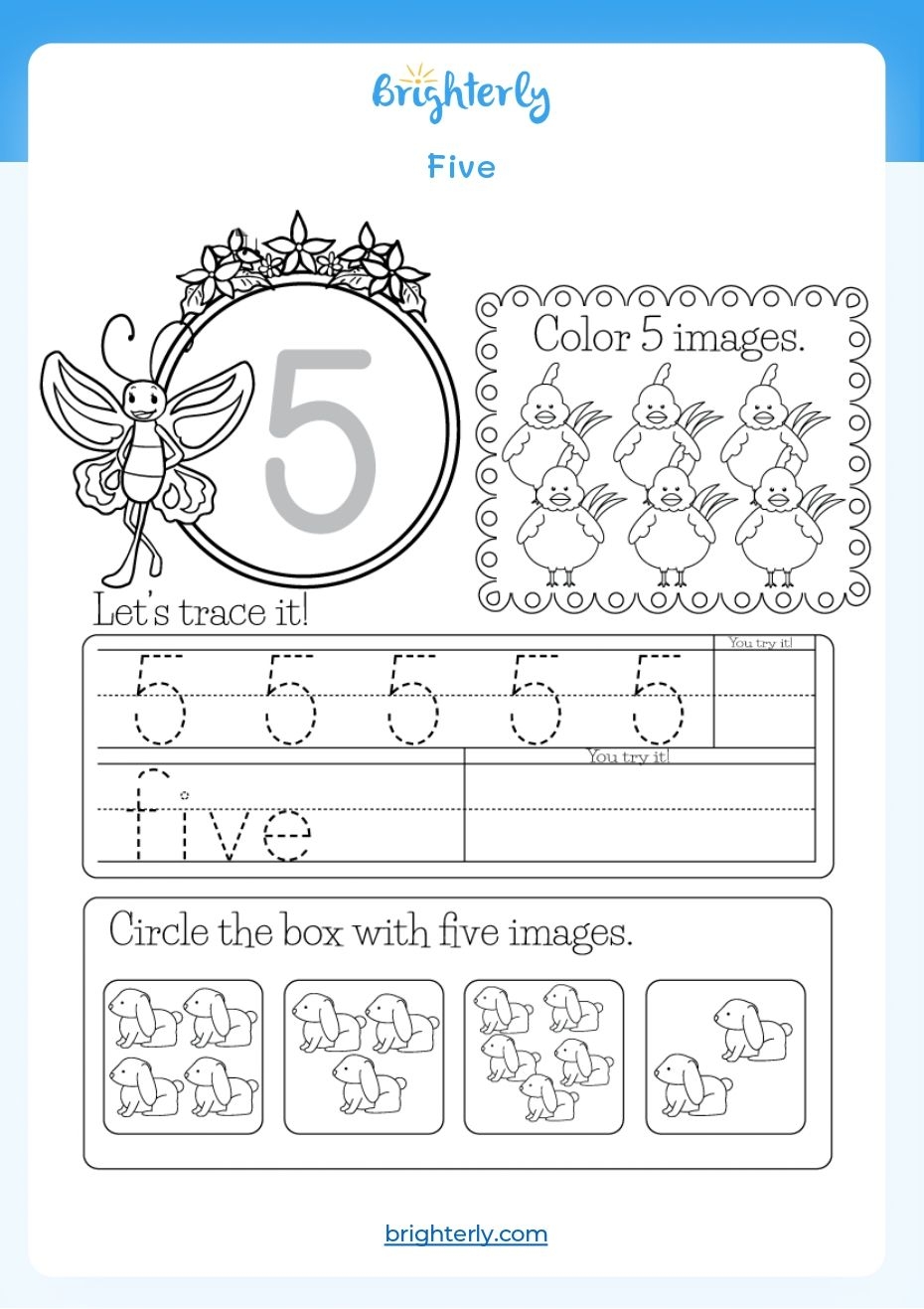number 5 worksheets