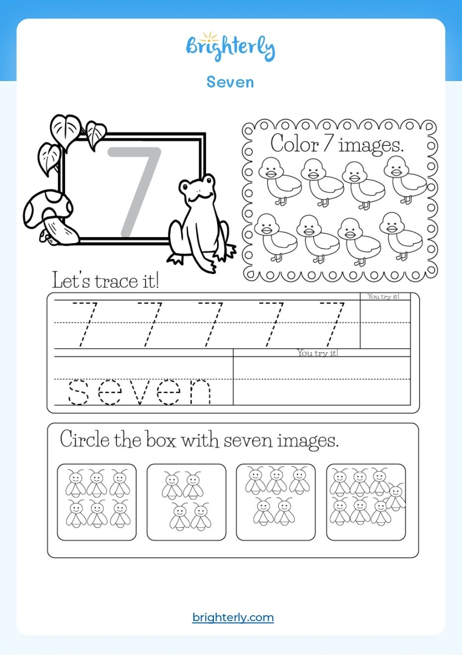 Free Printable Number 7 Seven Worksheets For Kids PDFs Brighterly