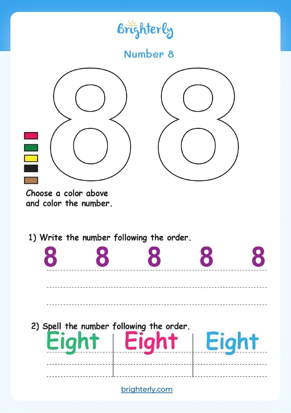 Free Printable Number 8 Eight Worksheets For Kids PDFs Brighterly