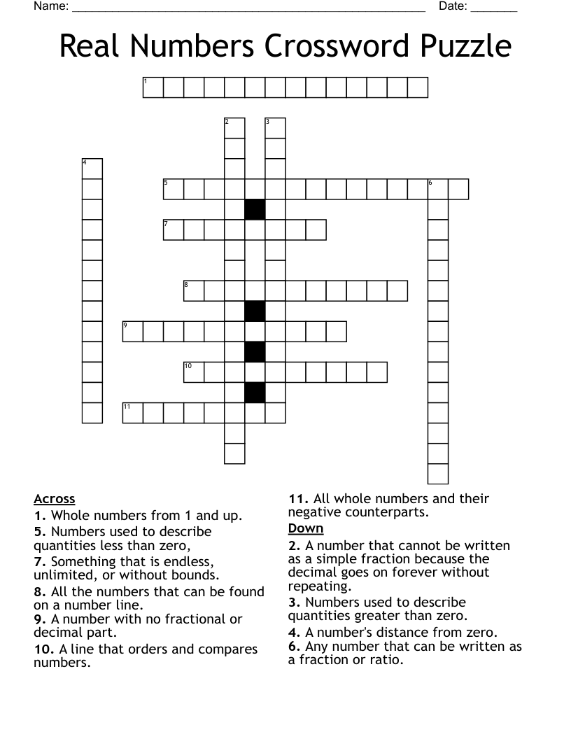number crossword puzzles printable