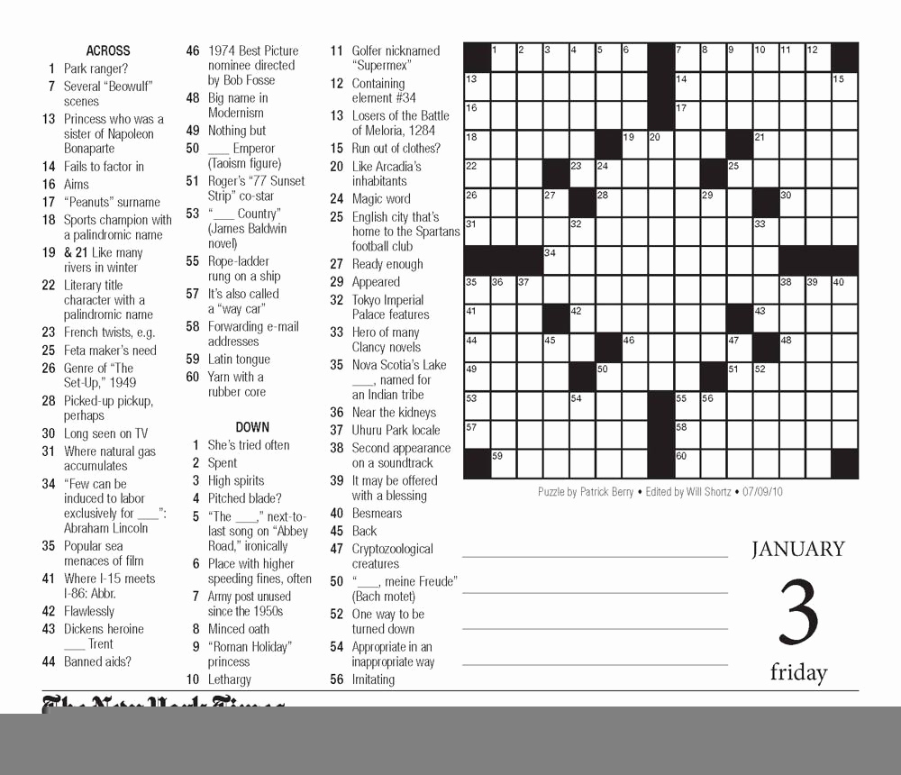 ny times sunday crossword puzzle printable