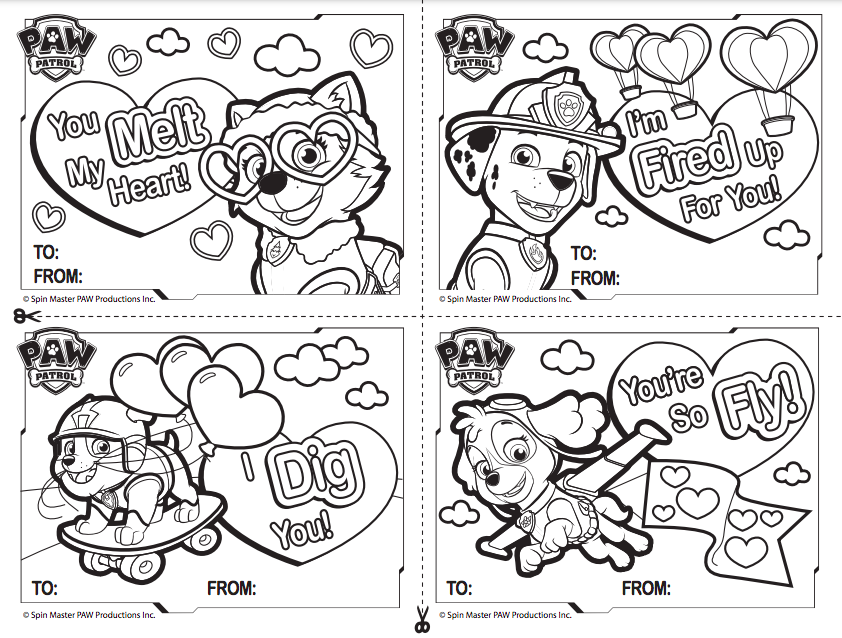 Free Printable Paw Patrol Valentine Day Cards Classy Mommy