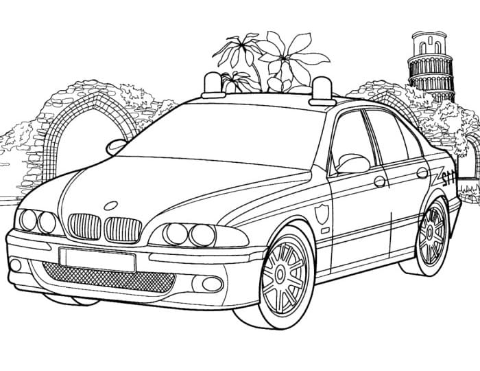 Police Car Coloring Page