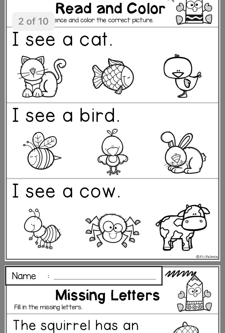 printable worksheet for pre school