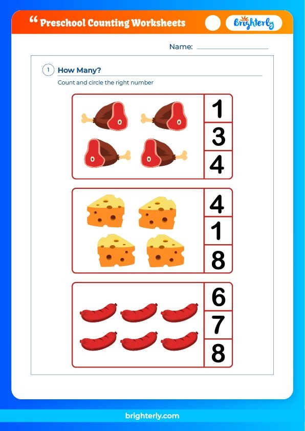 Free Printable Preschool Counting Worksheets PDFs Brighterly