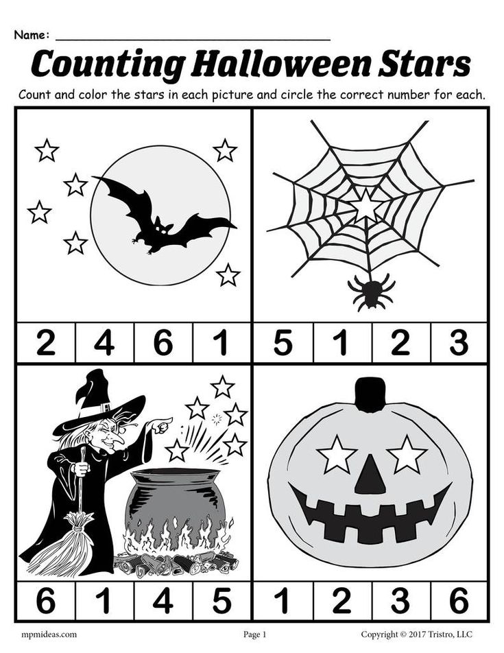 FREE Printable Preschool Halloween Counting Worksheet Halloween