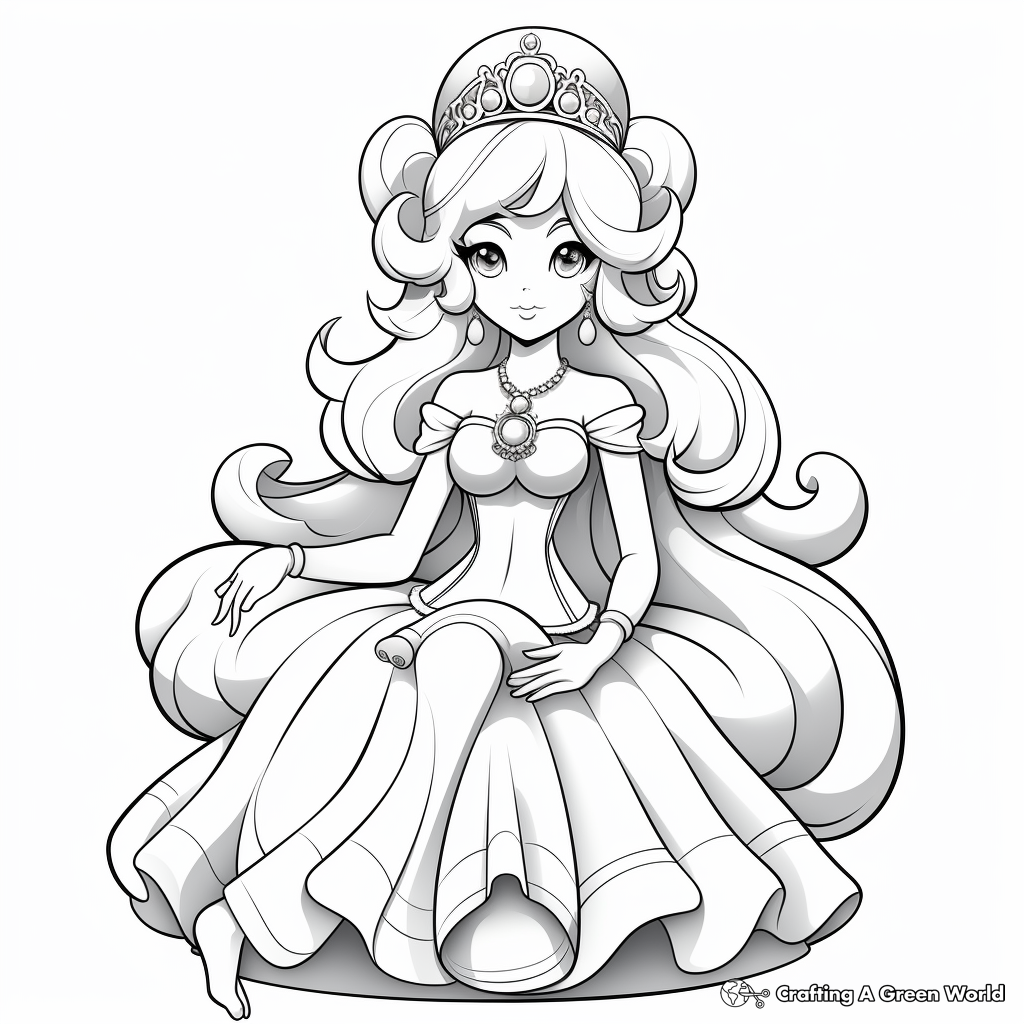 free printable princess peach coloring page