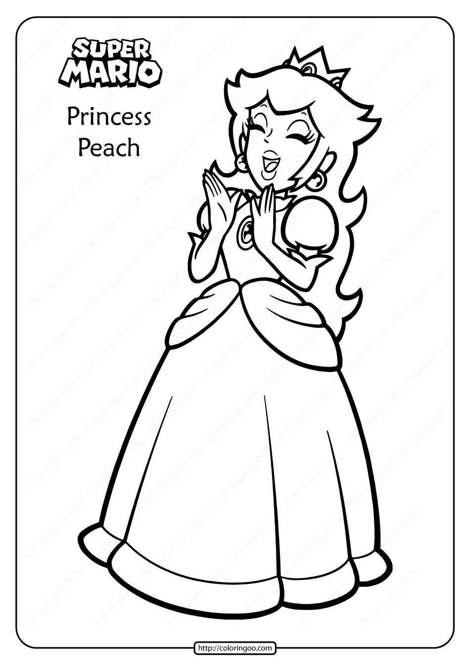 Free Printable Princess Peach Pdf Coloring Page