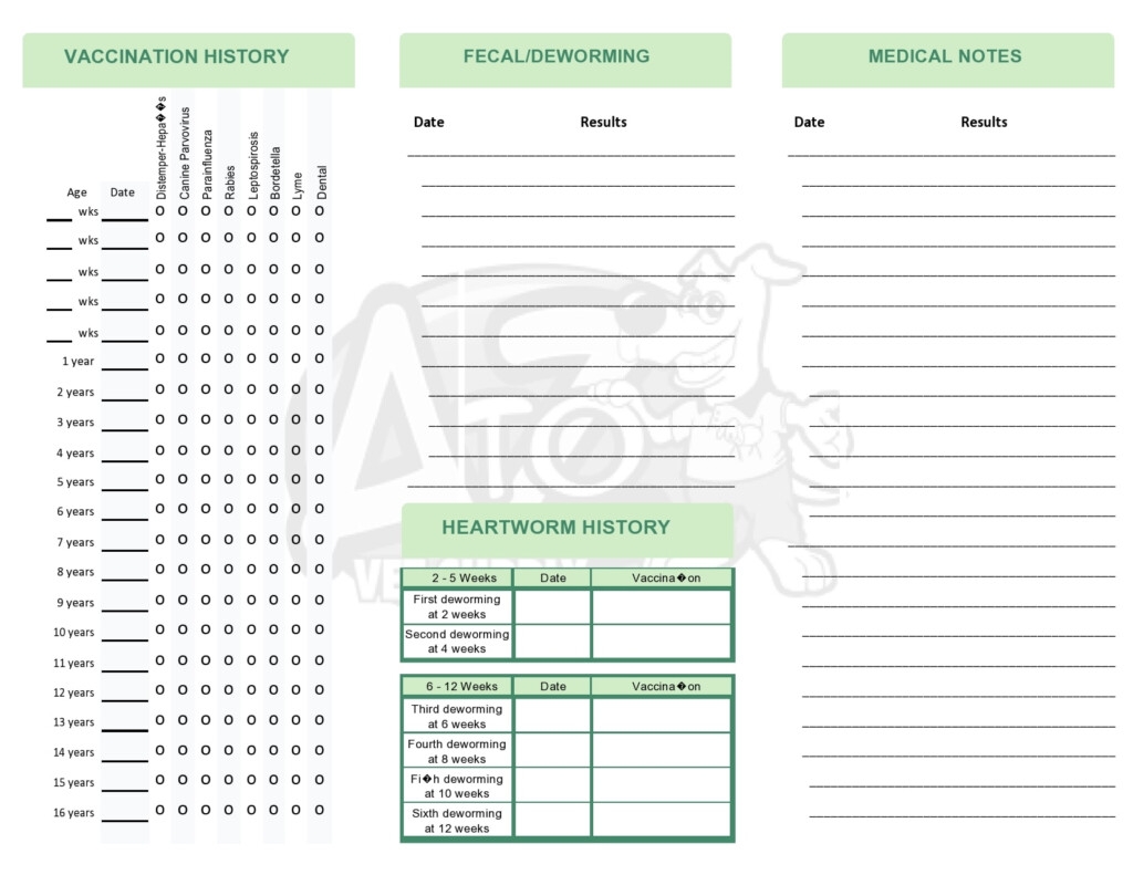 Free Printable Puppy Vaccination Record Card Pdf Printable Vaccine