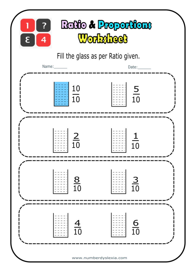 Free Printable Ratio And Proportion Worksheets PDF Number Dyslexia