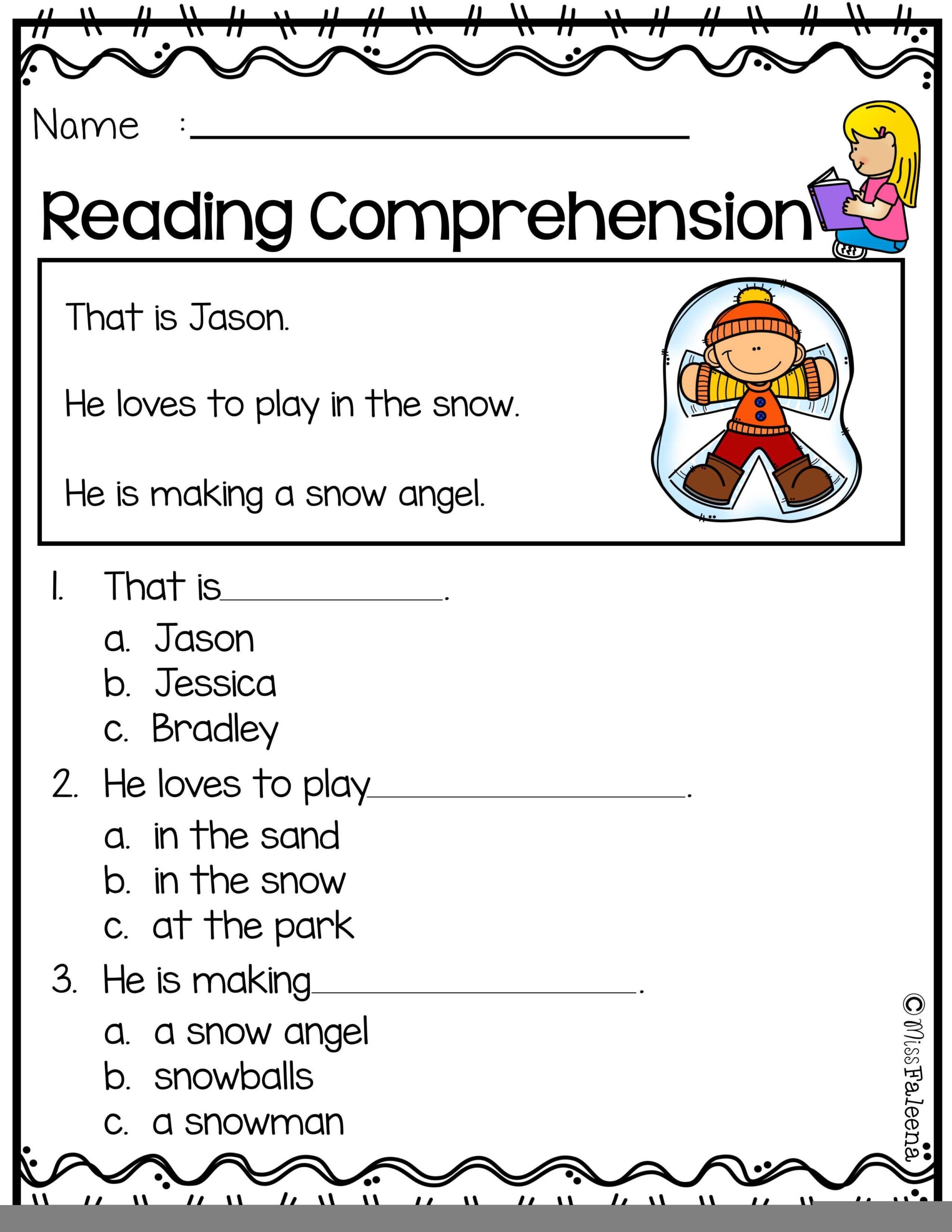 Free Printable Reading Comprehension Worksheets Kindergarten Reading 