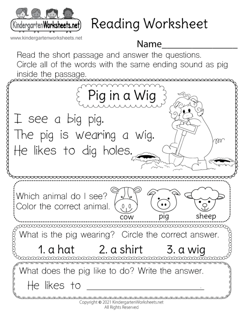 printable reading worksheet