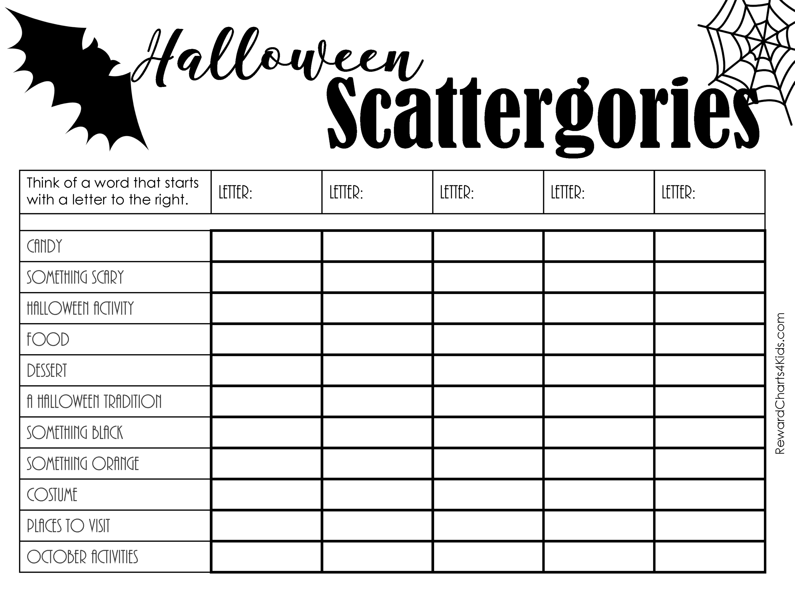 FREE Printable Scattergories Lists Instant Download 41 OFF