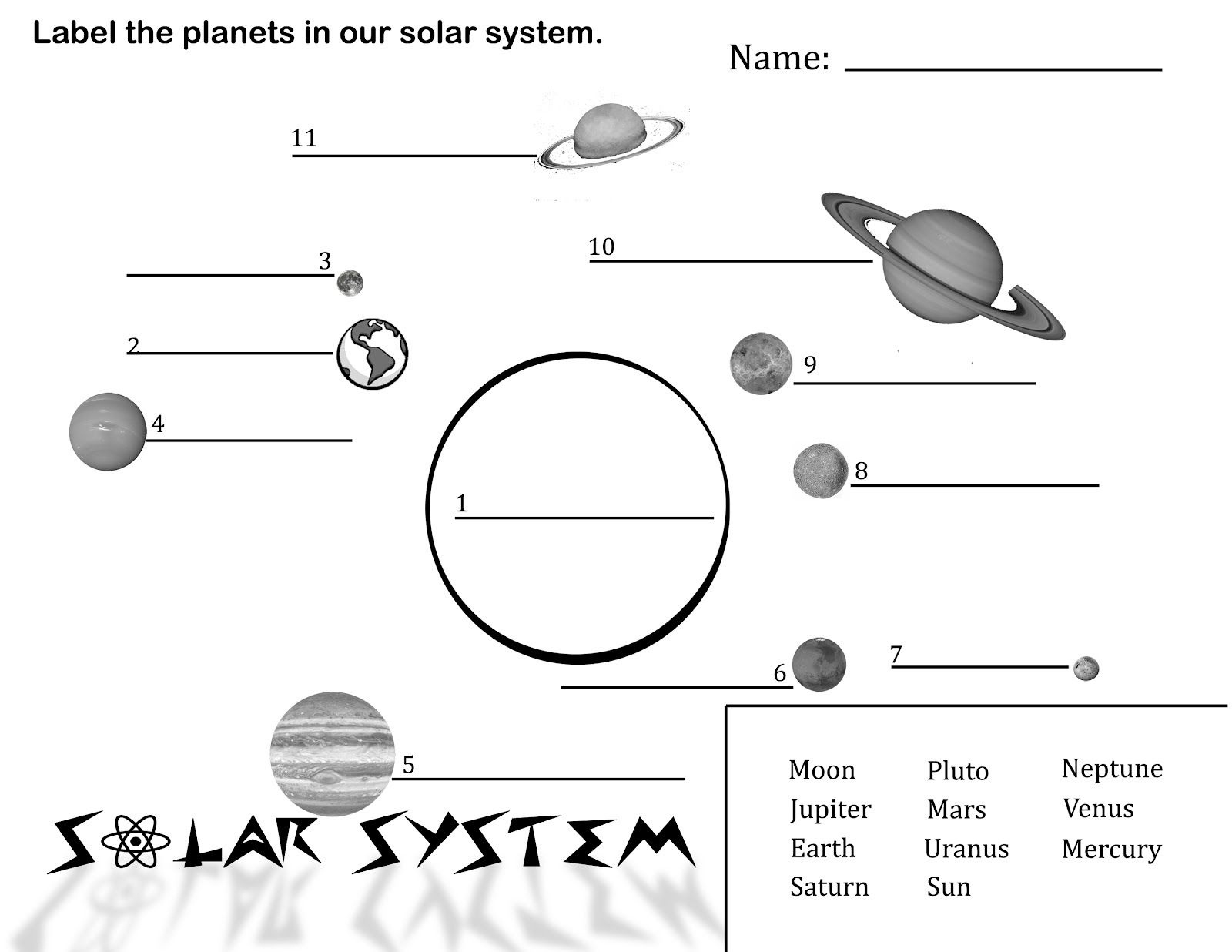printable picture of the solar system for free