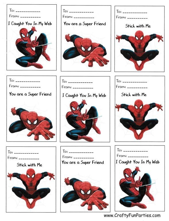 free printable spiderman valentine cards