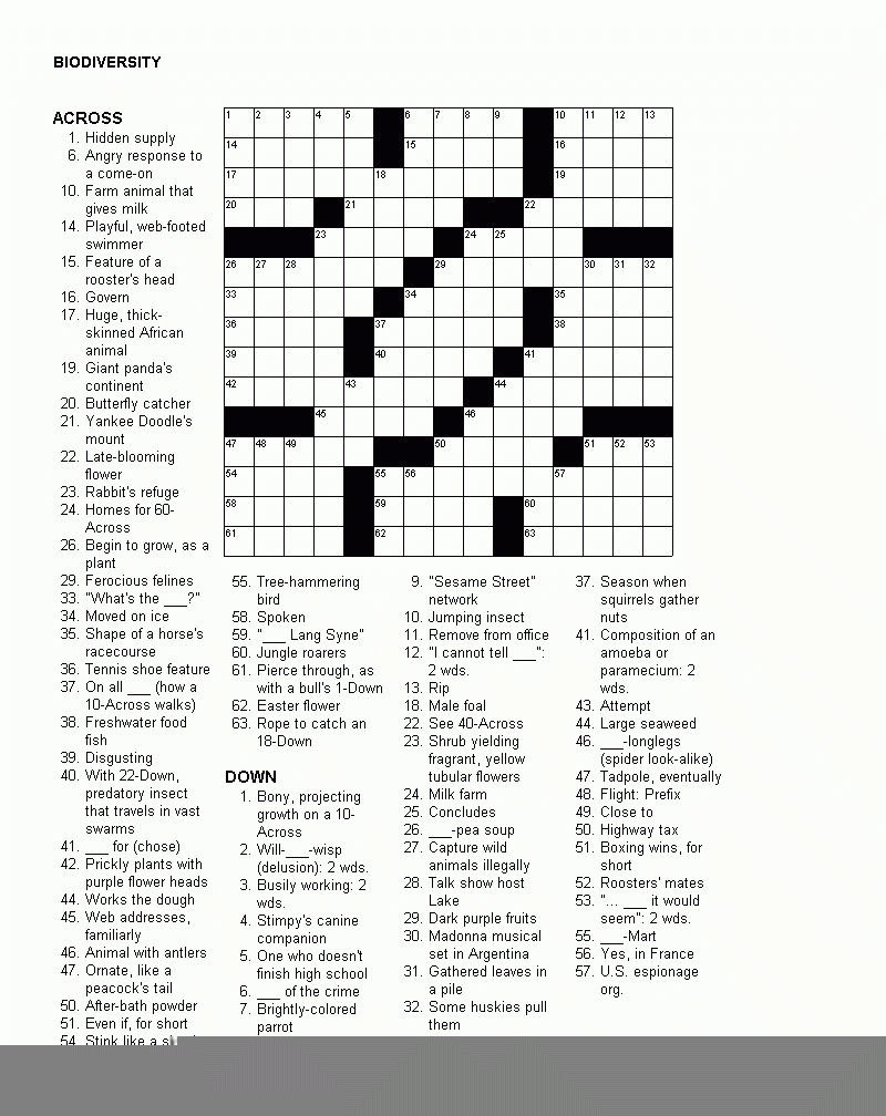 Free Printable Sports Crossword Puzzles Free Printable