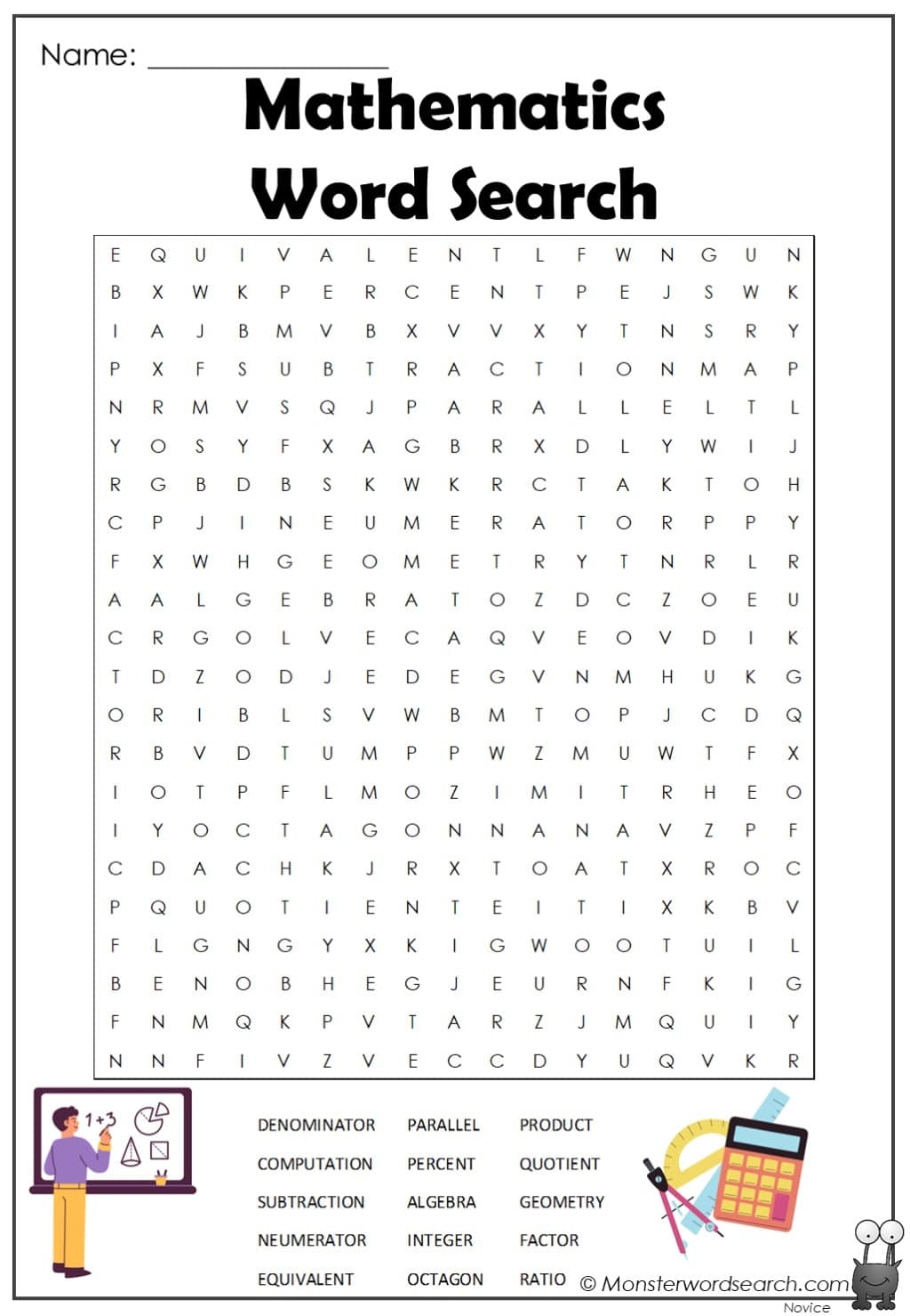 free printable math word wall cards
