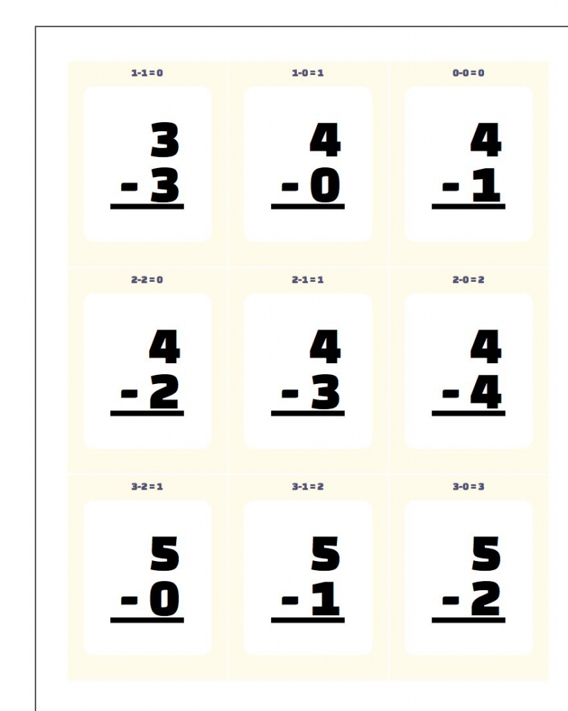 Free Printable Subtraction Flash Cards Pdf Free Printable