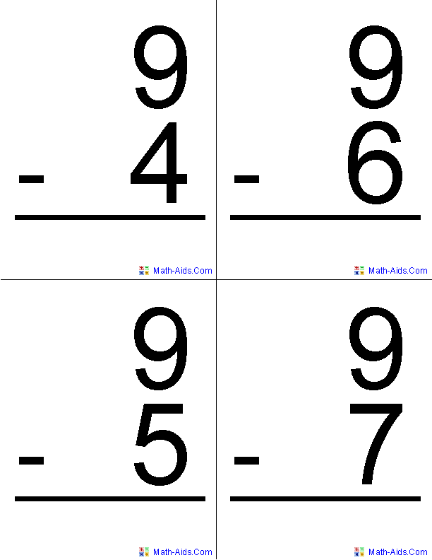Free Printable Subtraction Flash Cards Pdf Free Templates Printable