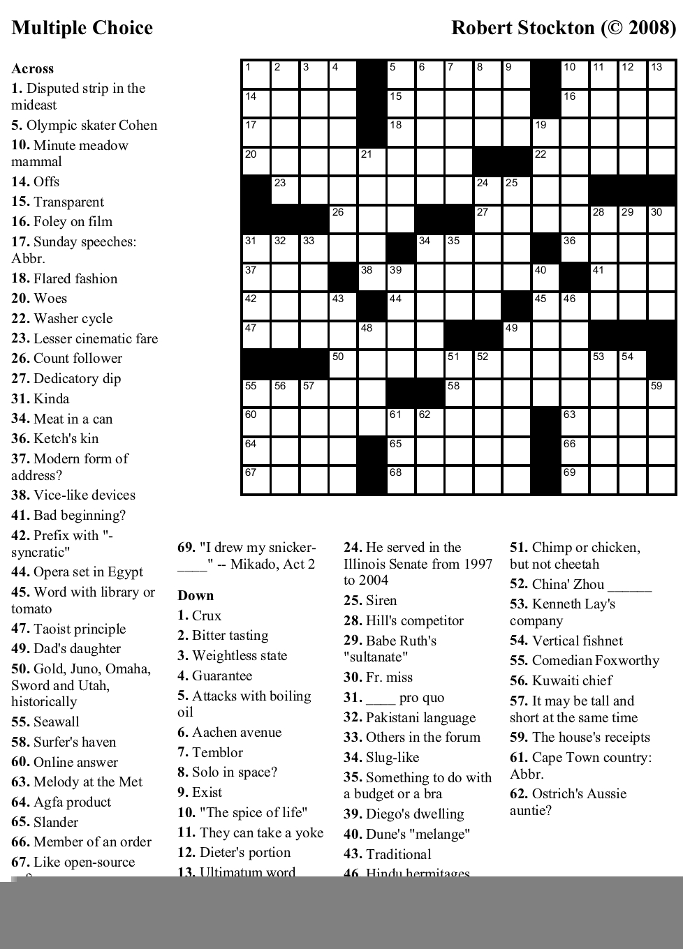 Free Printable Sunday Crossword Puzzles Free Printable A To Z