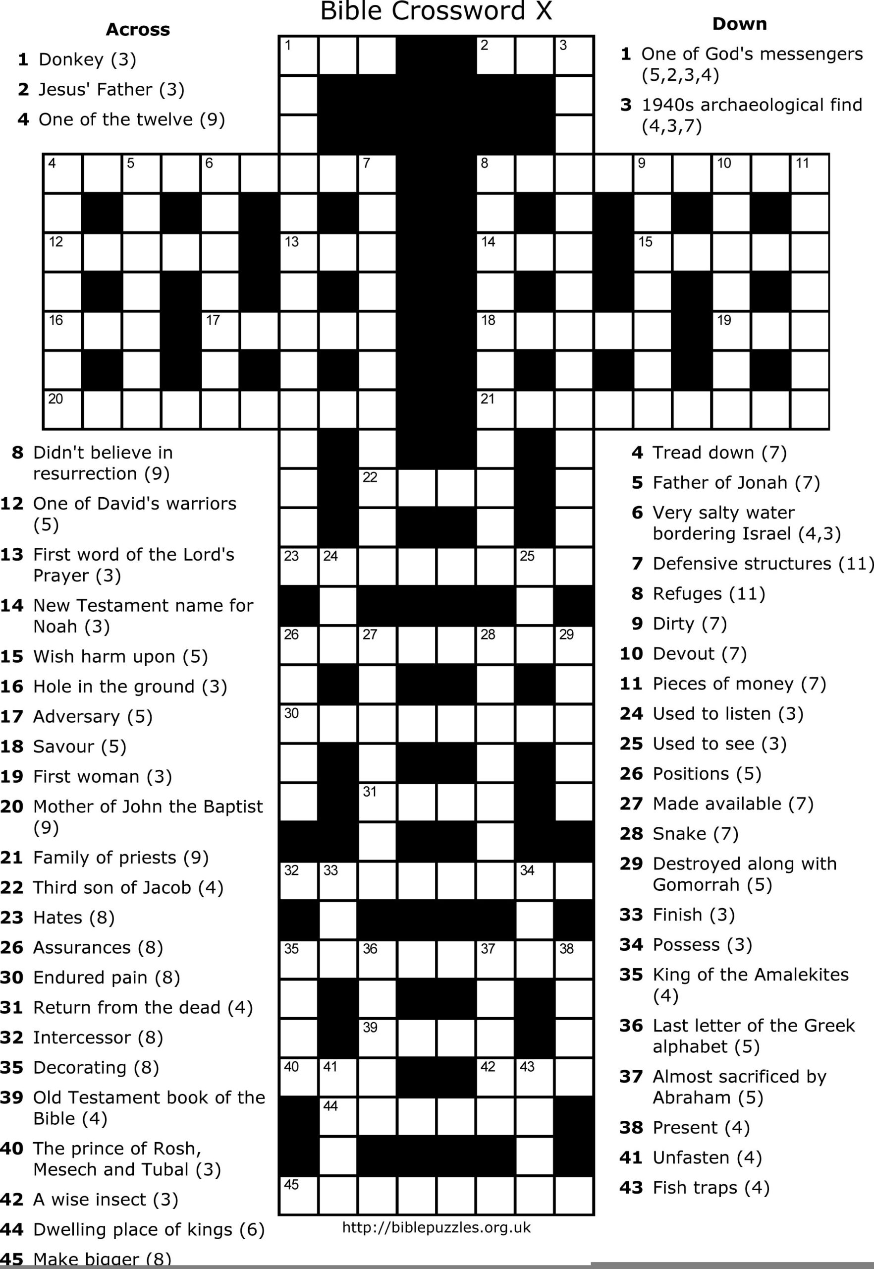 Free Printable Sunday School Crossword Puzzles Printable Crossword 