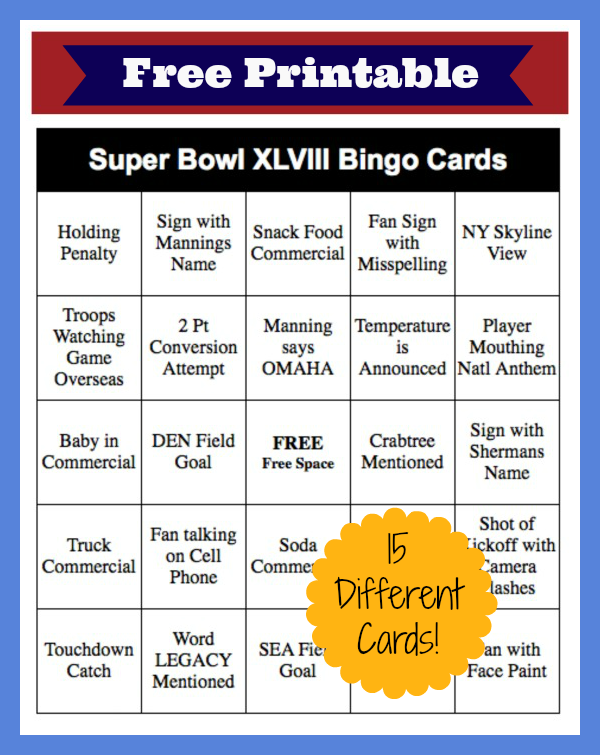 Free Printable Super Bowl Bingo Cards Printable Bingo Cards