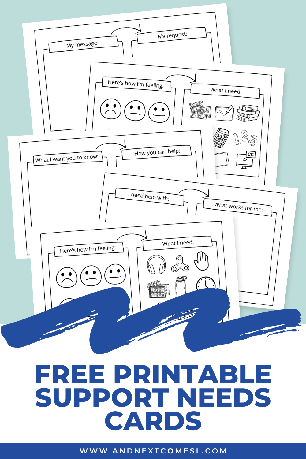 Free Printable Support Needs Cards And Next Comes L Hyperlexia